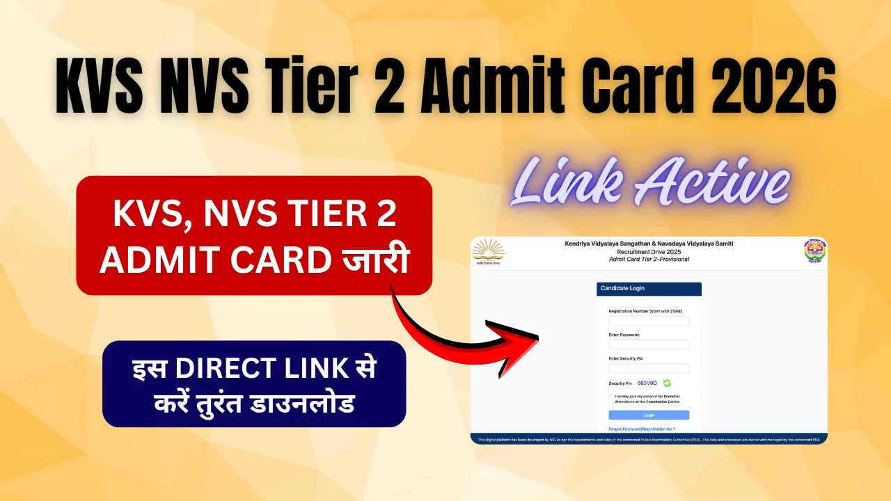 KVS NVS Tier 2 Admit Card 2026 out