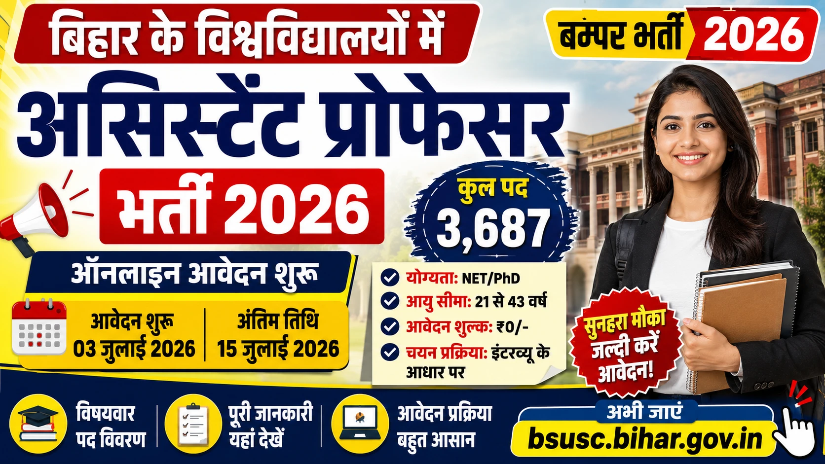 Bihar Assistant Professor Bharti 2026