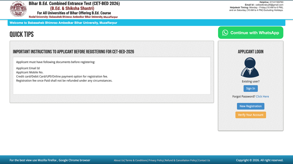 Bihar B.Ed Online Admission 2026